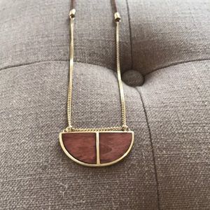 Hudson Moon organic wood and gold tone necklace